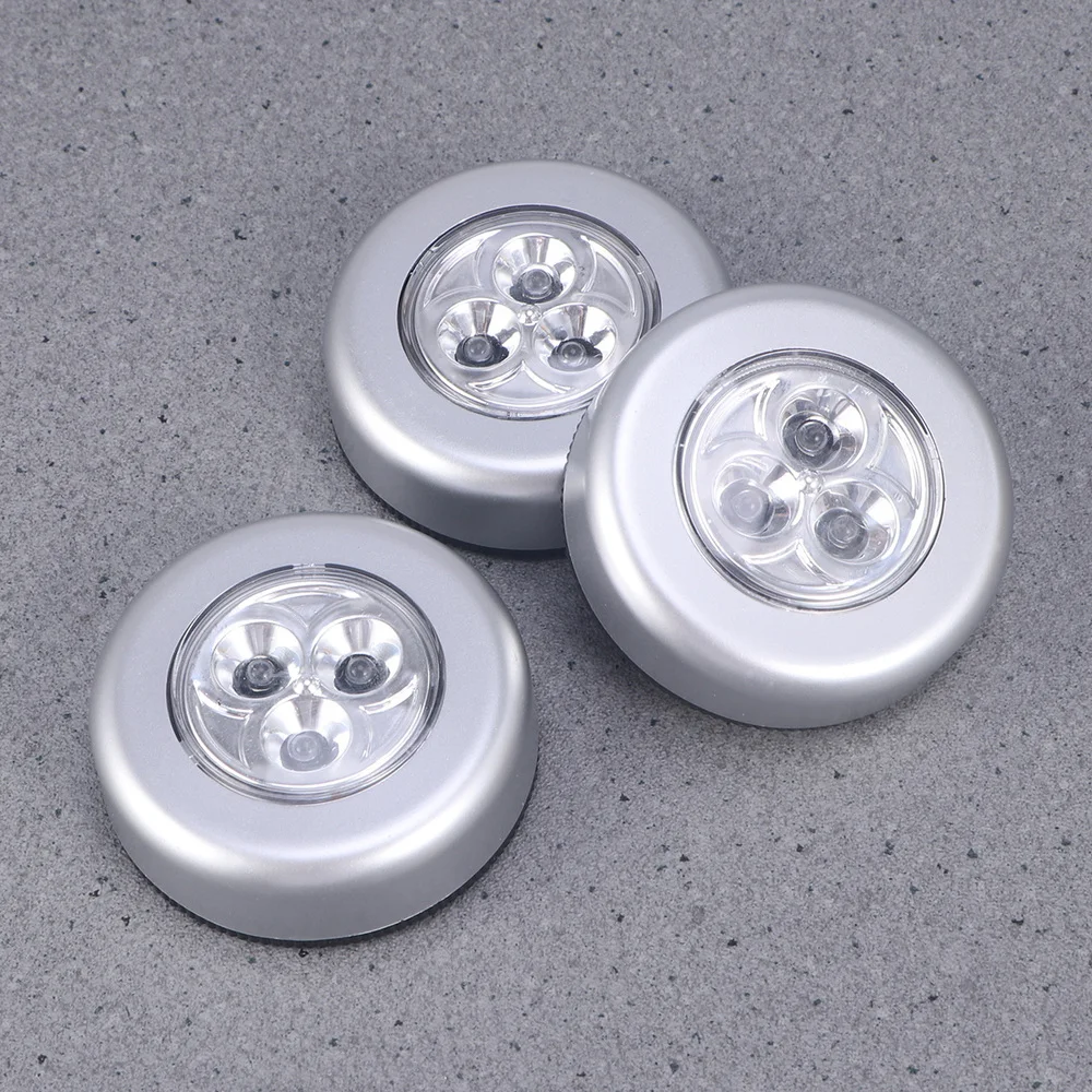 

6pcs Battery Powered Click 3-LED Push Light Lamp (White Light)