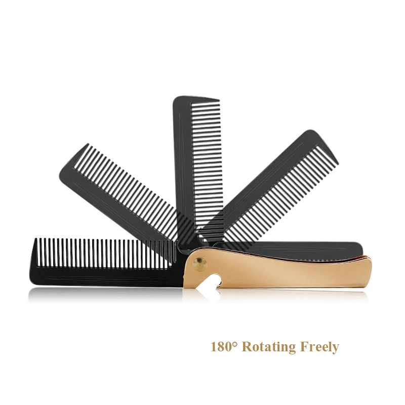 Мужская стильная металлическая расческа из нержавеющей стали складная