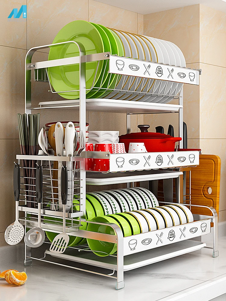 Сушилка для посуды стока 304 нержавеющая сталь кухонные стеллажи выставки товаров