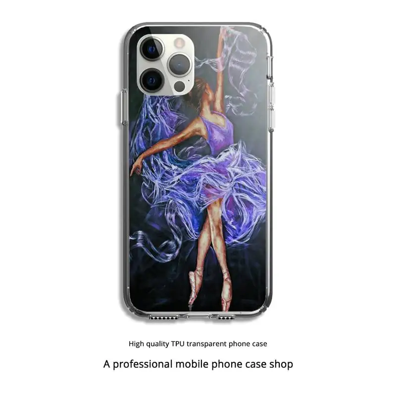 

Dance Ballet Gymnastic Phone Case Clear Cover For Iphone 5 6 7 8 11 12 Plus XR X XS SE2020 11/12PRO Max Transparent Cases