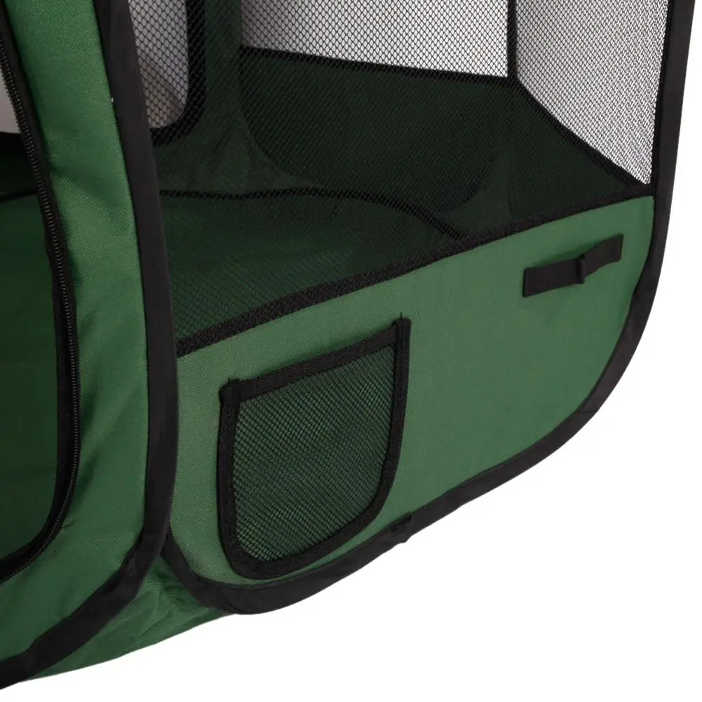 

HOBBYZOO 45" Portable Foldable 600D Oxford Cloth & Mesh Pet Playpen Fence with Eight Panels Green