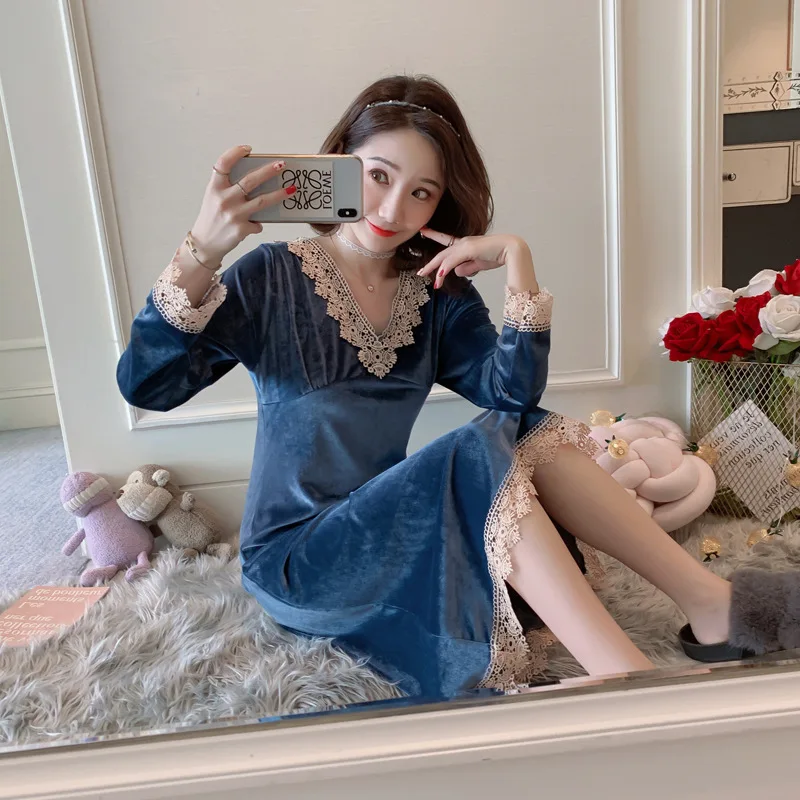 2019 осень-зима толстые пижамы теплые фланелевые ночные рубашки для женщин с