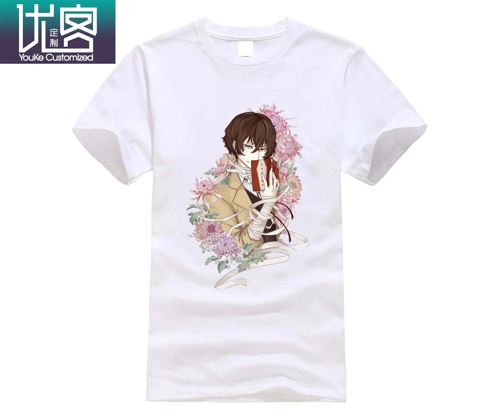 Мужские футболки Dazai Bungo Stray Dogs потрясающие с коротким рукавом и принтом из