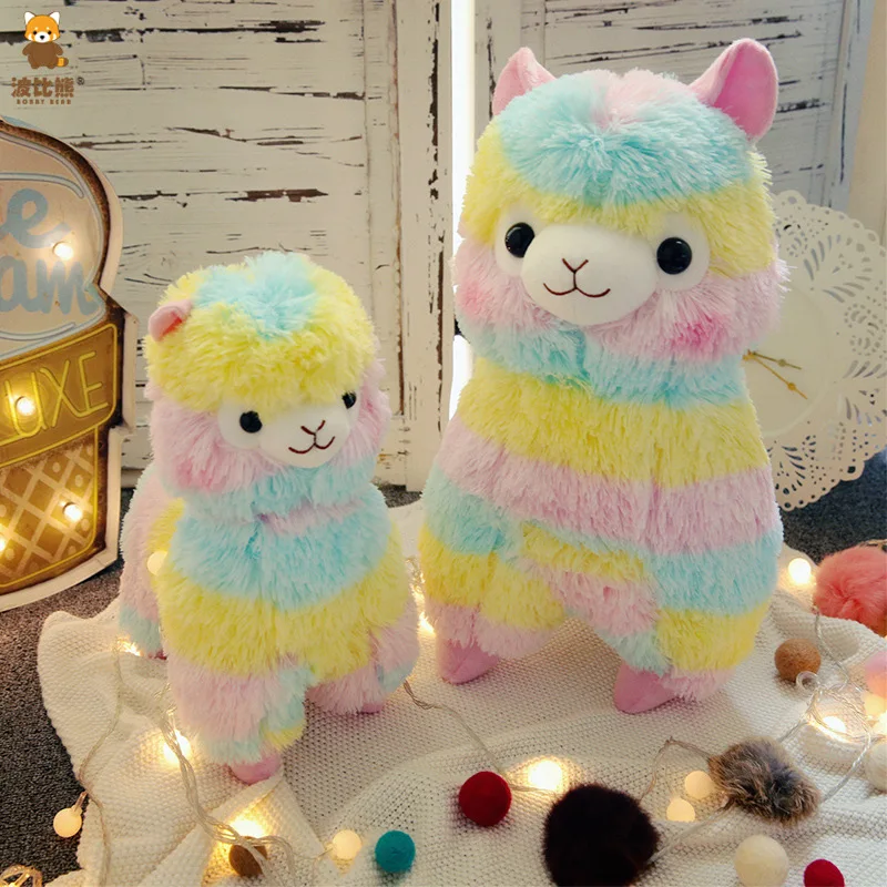 

New rainbow sheep color grass mud horse animal alpaca plush toy alpaca