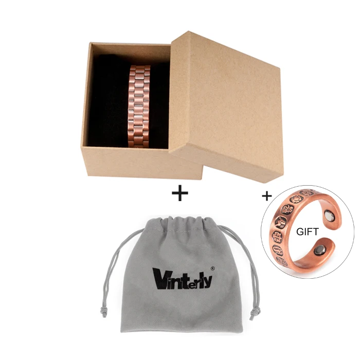 CB021 bag box Vinterly купить 1 получить 1 подарок браслет из чистой меди мужской энергетический магнитный браслет медный широкий Регулируемый Браслет-манжета браслеты для мужчин - Окраска металла: CB021 bag box