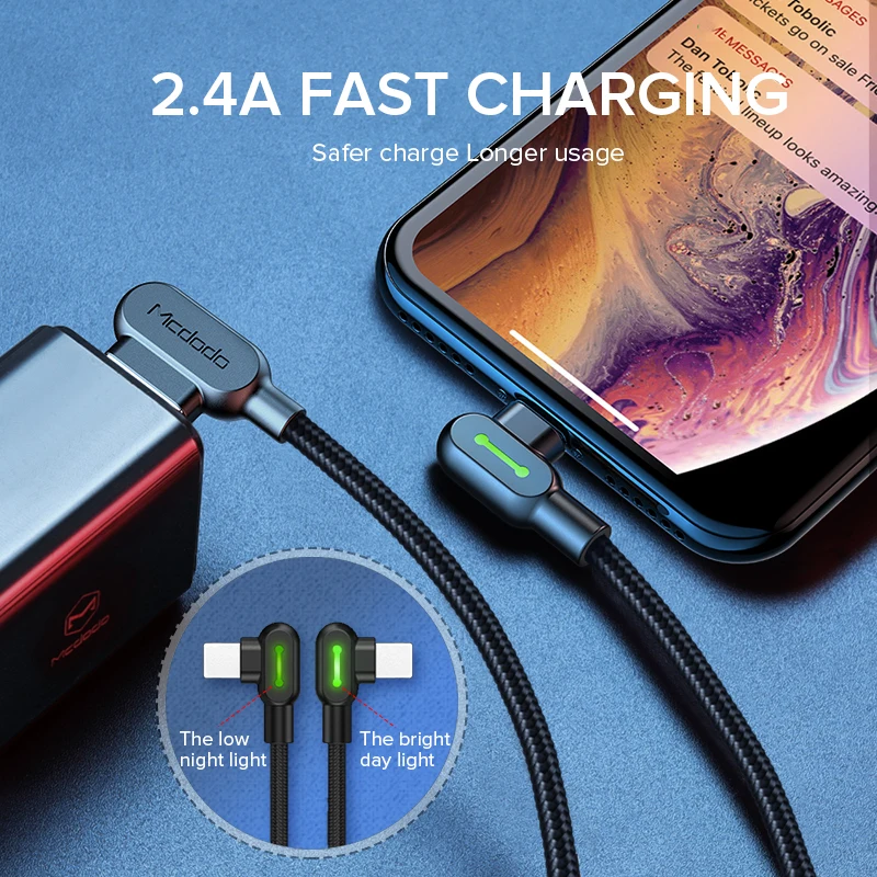 MCDODO usb-кабель для быстрой зарядки, зарядные устройства для мобильных телефонов, шнур для iPhone 11 Pro XS MAX XR X 8 7 6s Plus 5S 5, usb-кабели для передачи данных