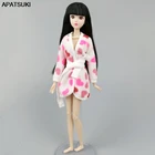 Розовый топ белого цвета с сердечками и халат для куклы Барби халат костюм для ванной зимние пижамы одежда сна Повседневная одежда кукольный домик 16 игрушки