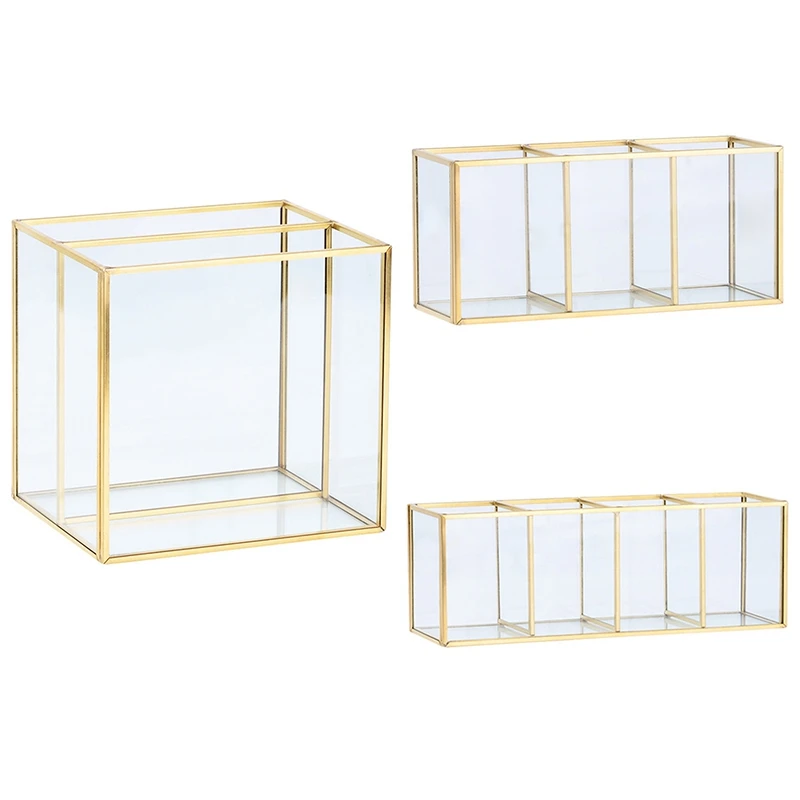 Скандинавская Золотая сетка стеклянная откидная коробка для хранения Роскошная