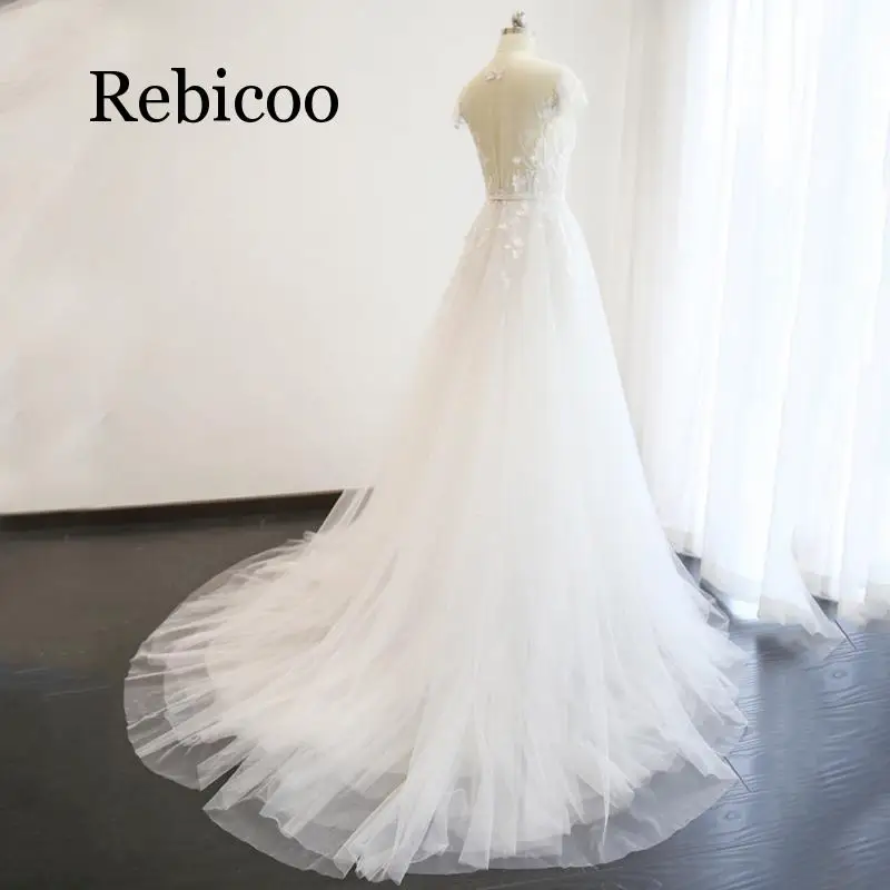 

Long half-sleeved lace high-end 2019 simple boho mermaid light small fresh short flowers spring and summer small t