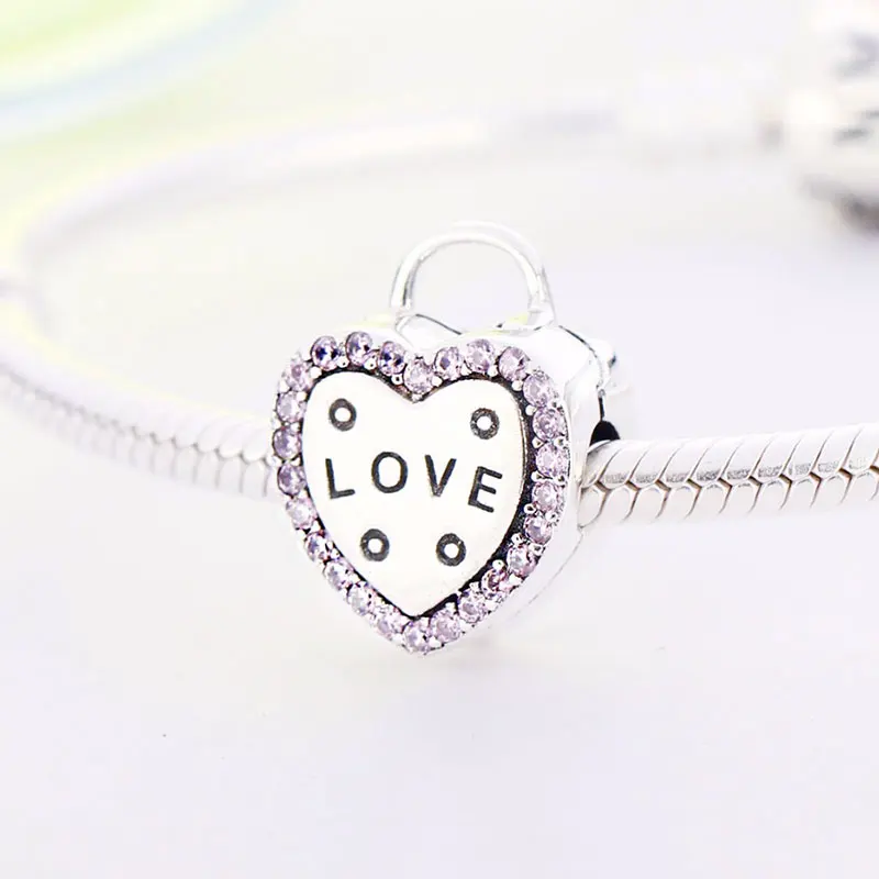 Женские серебряные часы в форме сердца розовые циркониевые бусины зажимы для