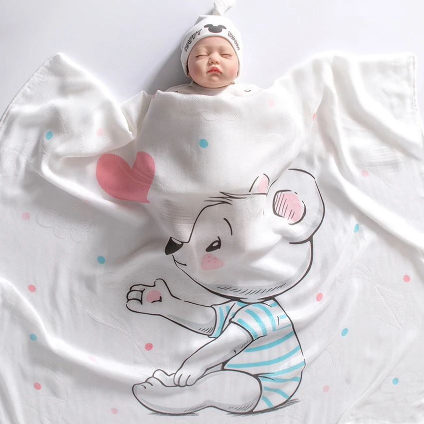 

Новое хлопковое детское одеяло, мягкое детское одеяло из органического хлопка для новорожденных, муслиновая Пеленка, тканевое полотенце дл...