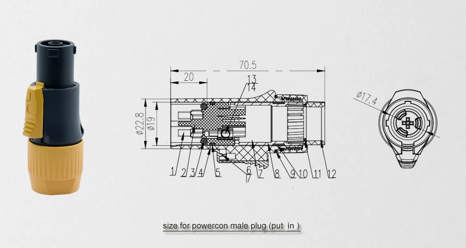 10 шт. Водонепроницаемый 3 PIN power con мужской/женский разъем/в 20А/250 в разъем питания для Светодиодный большой экран