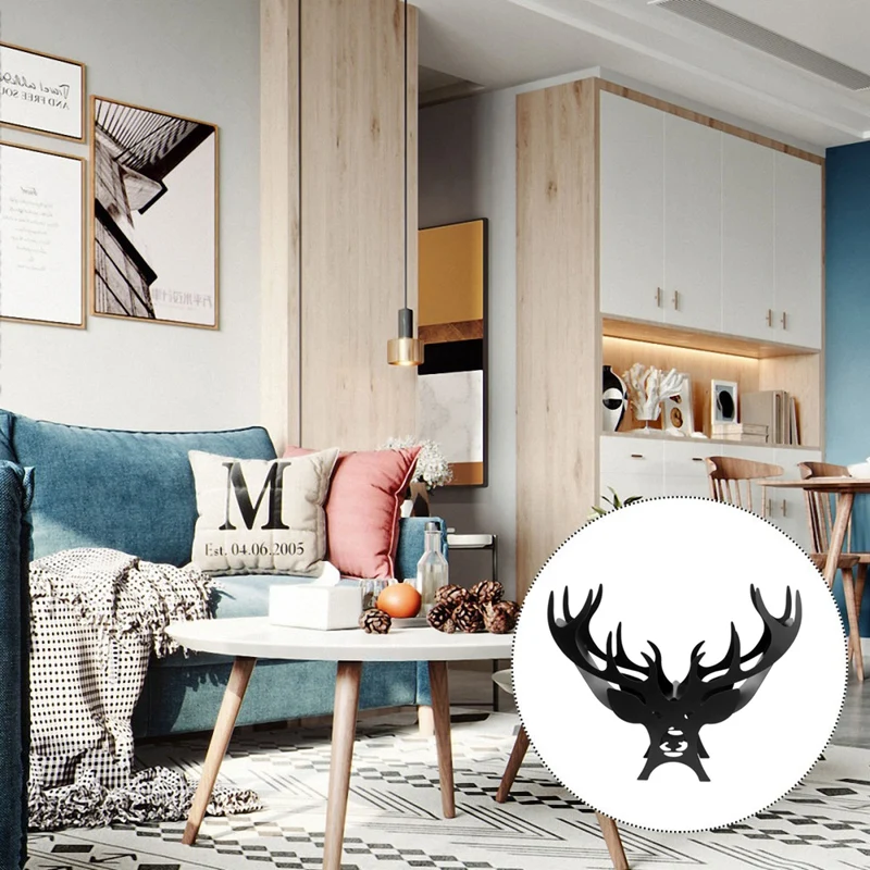 

Black Deer Toilet Roll Paper Holder Bathroom Iron Paper Towel Stand Cartoon Crafts Roll Paper Organizer for Living Room