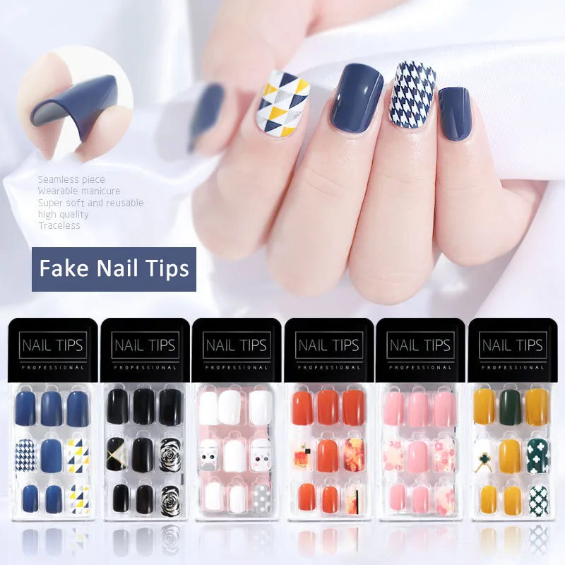 

URGEL 30pcs/Box Wearable Fake Nails Tips Waterproof Seamless Traceless Sticker False Fingernails Soft Reusable Nail Art Tools