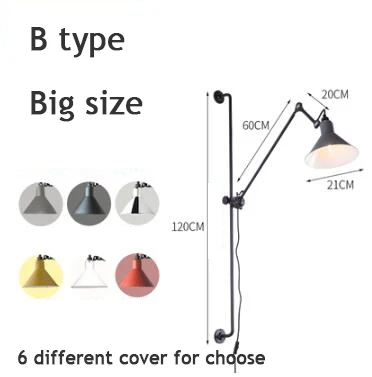 B type big size Современная настенная лампа с длинным кронштейном для гостиной/спальни скандинавский вращающийся светодиодный настенный светильник для помещений арт-деко настенный светильник - Цвет абажура: B type big size