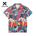 11 BYBB'S DARK летняя гавайская рубашка Мужская хип-хоп Японская уличная одежда Ukiyoe Повседневная рубашка мужская Свободная мягкая рубашка с коротким рукавом рубашка гавайская гавайские рубашки