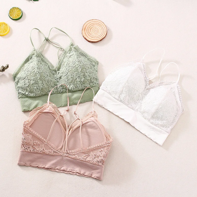 

Spring new goblin lace sexy beauty back comfortable breathable gathered bra ice muscle beauty no steel ring breathable underwear