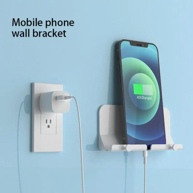 

Wall Mounted Organizer Storage Rack Remote Control Mounted Mobile Phone Plug Wall Holder Charging Multifunction Holder Stand
