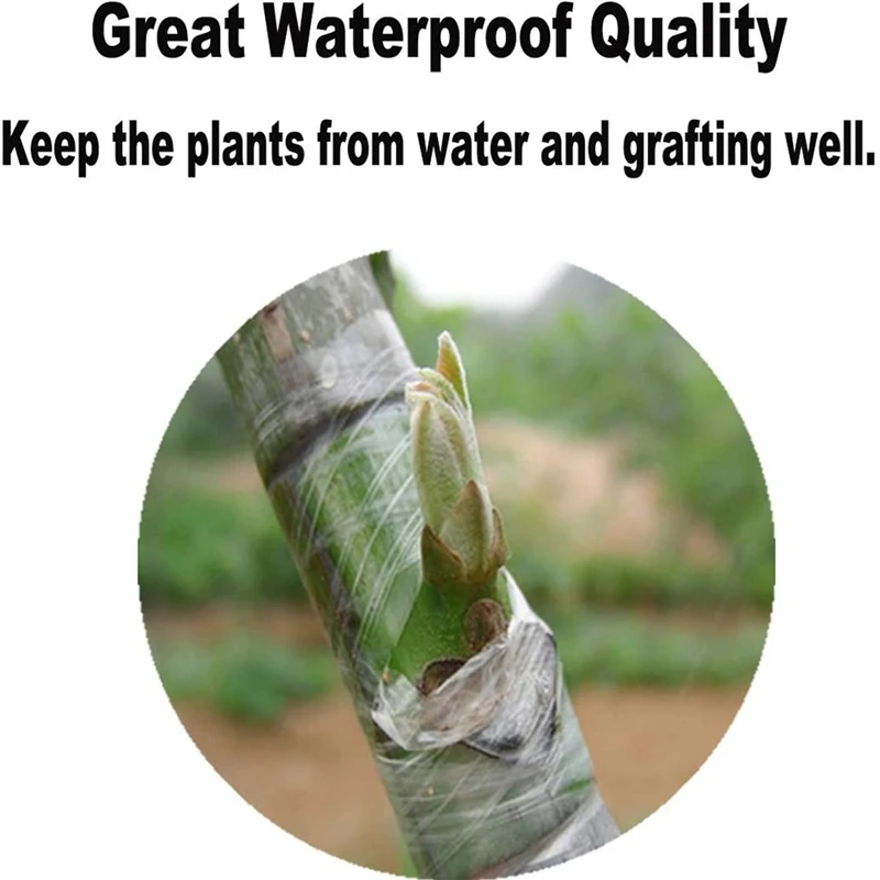 Cinta de injerto para plantas frutales, barrera de humedad Biodegradable, pel&iacute;cula de florister&iacute;a transparente estirable, 3cm, 10 rollos-4