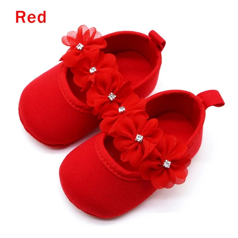 

2021 Fashion Baby First Walker Shoes Kids Girls Baby Party Ballerina Shoes Infant 3D Flower Rhinestone Casual Shoes