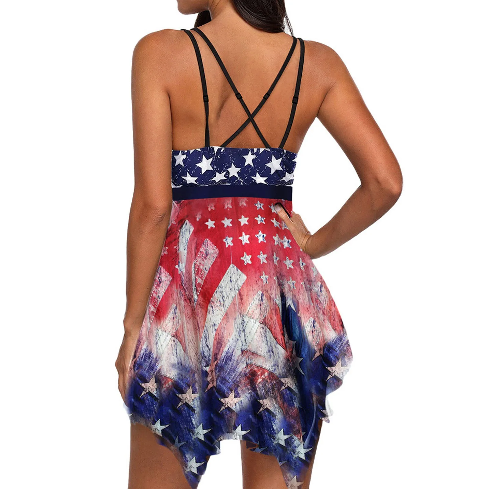 

New Women American Flag Printed Bikini Set Spaghetti Straps Swimsuit Women Bathing Suit Beach Summer Swimwear Bikinis 2021