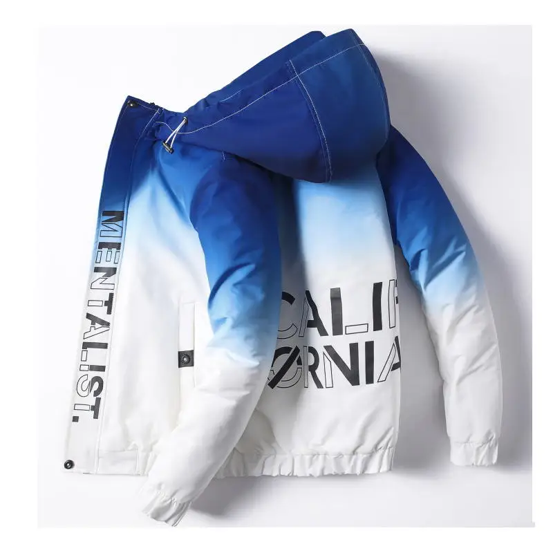 Мужская повседневная спортивная куртка с капюшоном модная двухцветная