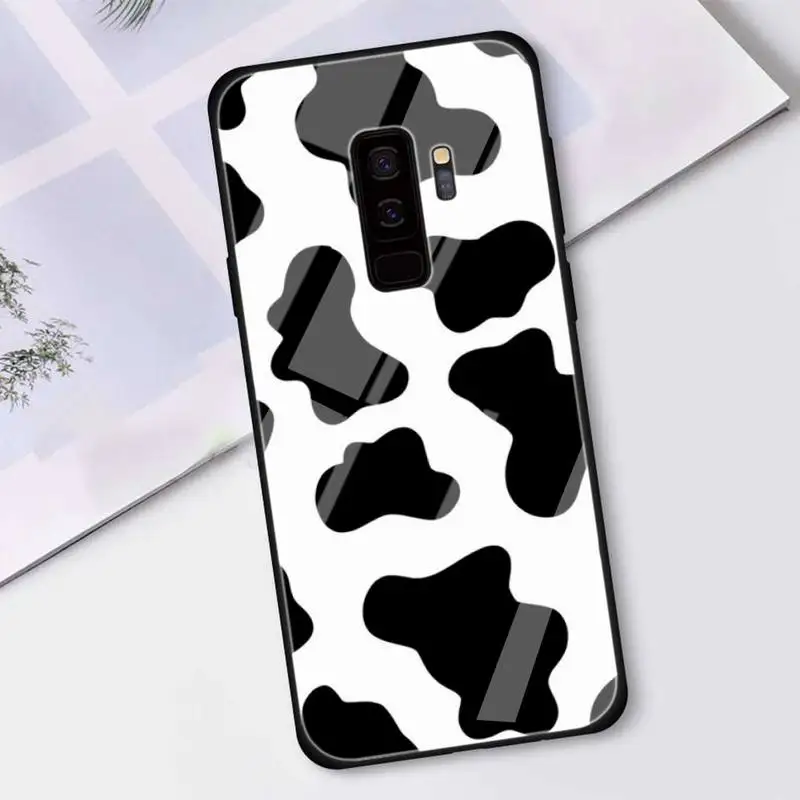 

Cow Pattern Phone Case Tempered Glass For Samsung S6 7 8 9 10 20 Plus 20Ultra Note8 9 10 10pro