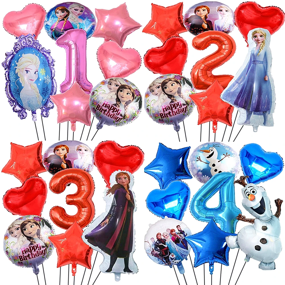 

8Pcs Disney Frozen Foil Balloons Set Princess Aisha Anna Birthday Party Decoration Baby Shower Kids Toy Dolls children Gift