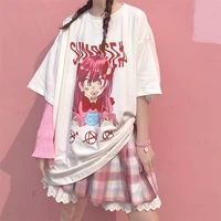 japanese anime second time girl short sleeved t shirt female loose korean version oversize samples cute half sleeved top