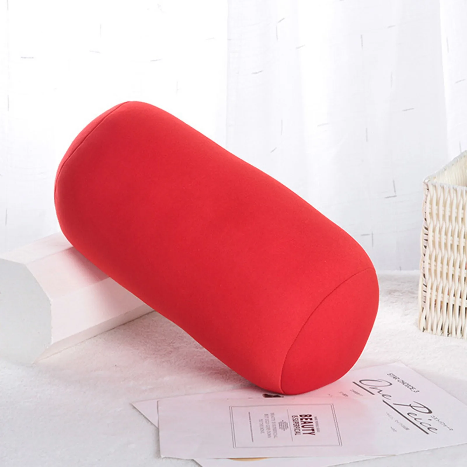 Candy Color Roll Pillow Home Seat Head Rest Neck Support Travel Micro Mini Microbead Cushion Interior Use Filling T | Дом и сад