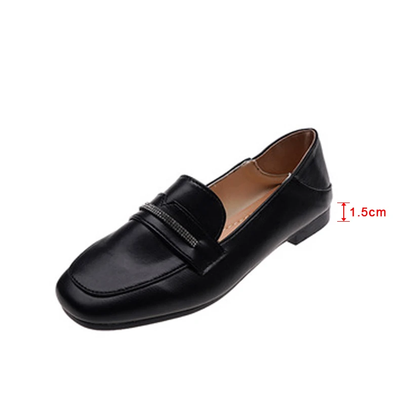 

Women's New Low Heels Shoes Crystal Ladies Casual Comfortable Shoe Slip On PU Leather Women Loafers Female Footwear 2021