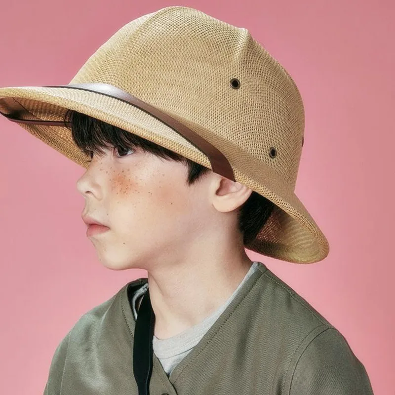 Соломенный шлем Pith для детей детская шляпа от солнца во вьетнамском стиле |