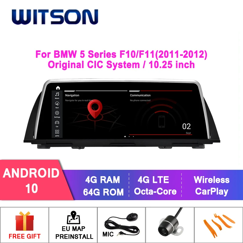 Автомобильный DVD-плеер WITSON Android 10 0 25 дюйма GPS для BMW 5 серии F10 F11 2011-2012 4 Гб + 64 ГБ