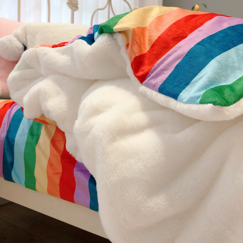 Зимний мультфильм Радуга набор для печати бархатные постельные принадлежности