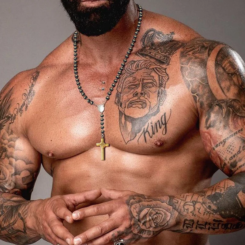 Изящные Четки Ожерелье для мужчин католические украшения простой крест