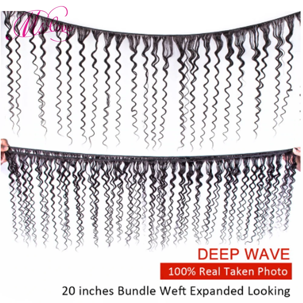 Глубокая волна пряди с закрытием бразильские волосы пряди с закрытием шнурка человеческие волосы 3 пряди с закрытием MS любовь не Реми
