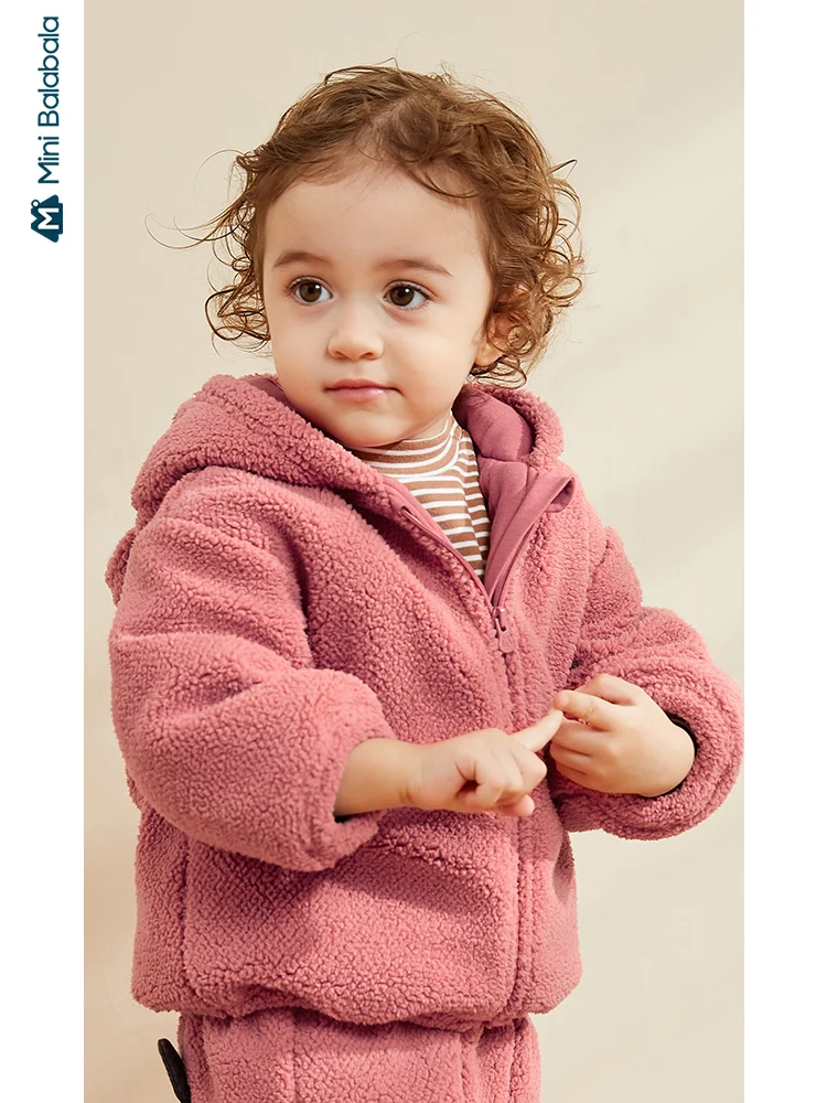 Minibalabala Baby jacket boys and girls baby lamb clothes winter new cotton padded casual clothing