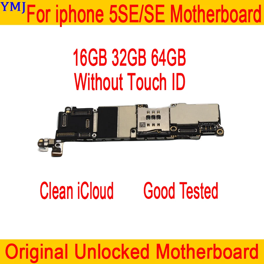 

100% Original unlocked for iphone SE Motherboard with/without Touch ID Plate for iphone 5SE SE Mainboard 16GB 32GB 64GB