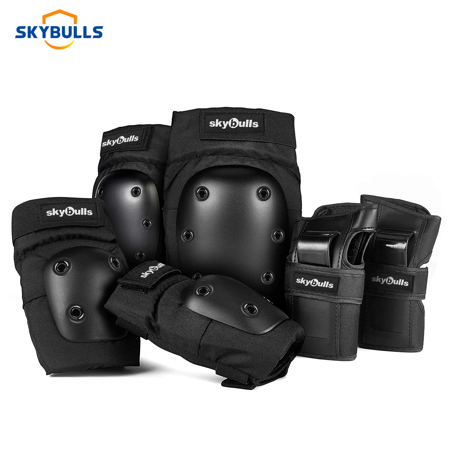Skybulls Защитное снаряжение для катания на коньках для взрослых и детей наколенники налокотники Защита на запястье 6 шт. Набор для катания на велосипеде для мужчин и женщин для студентов