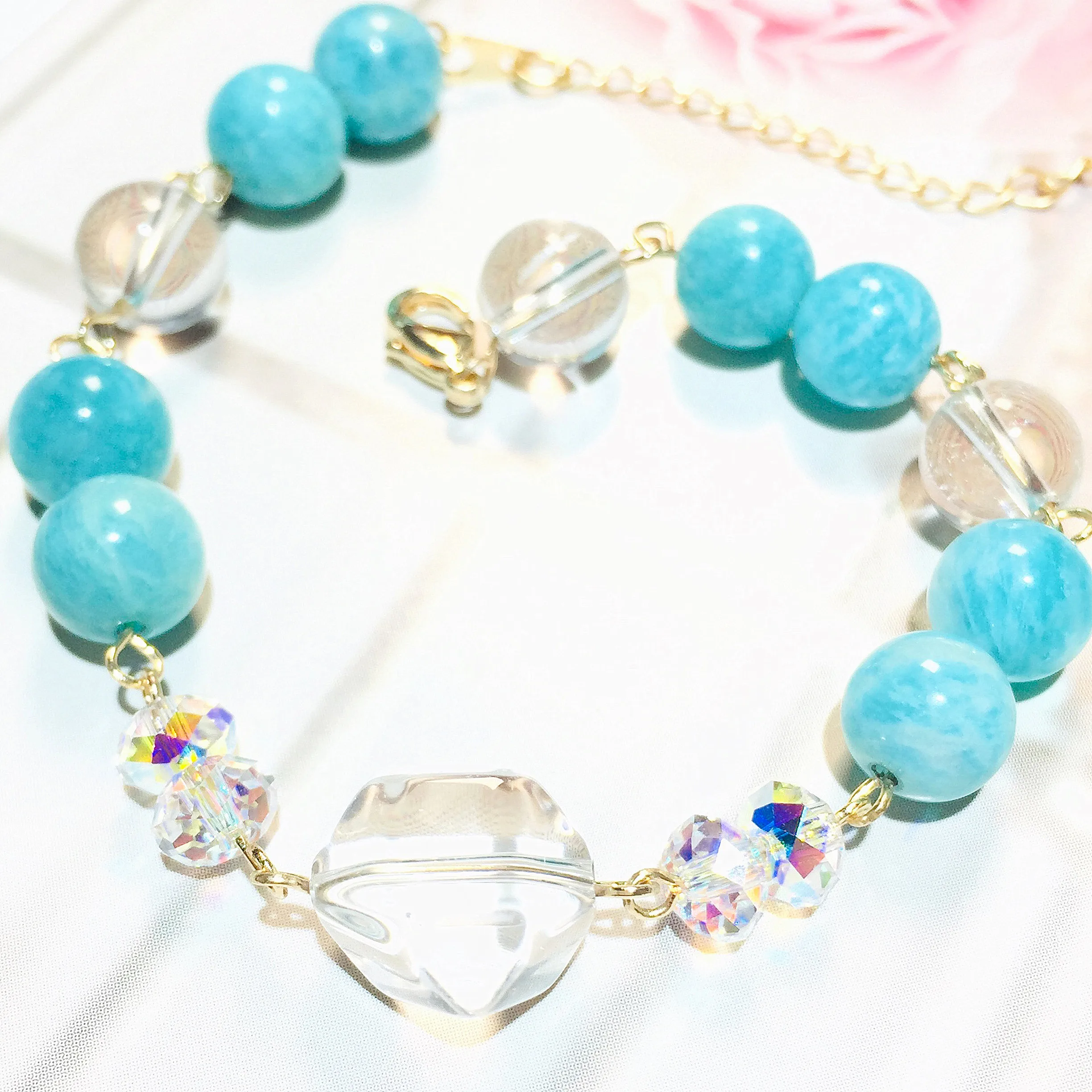 

Natural Stone Amazonite Handmade Beaded Bracelets DIY Accessories Jewelry Yoga Gift Healing Energy Gemstone Spacer Factory Price