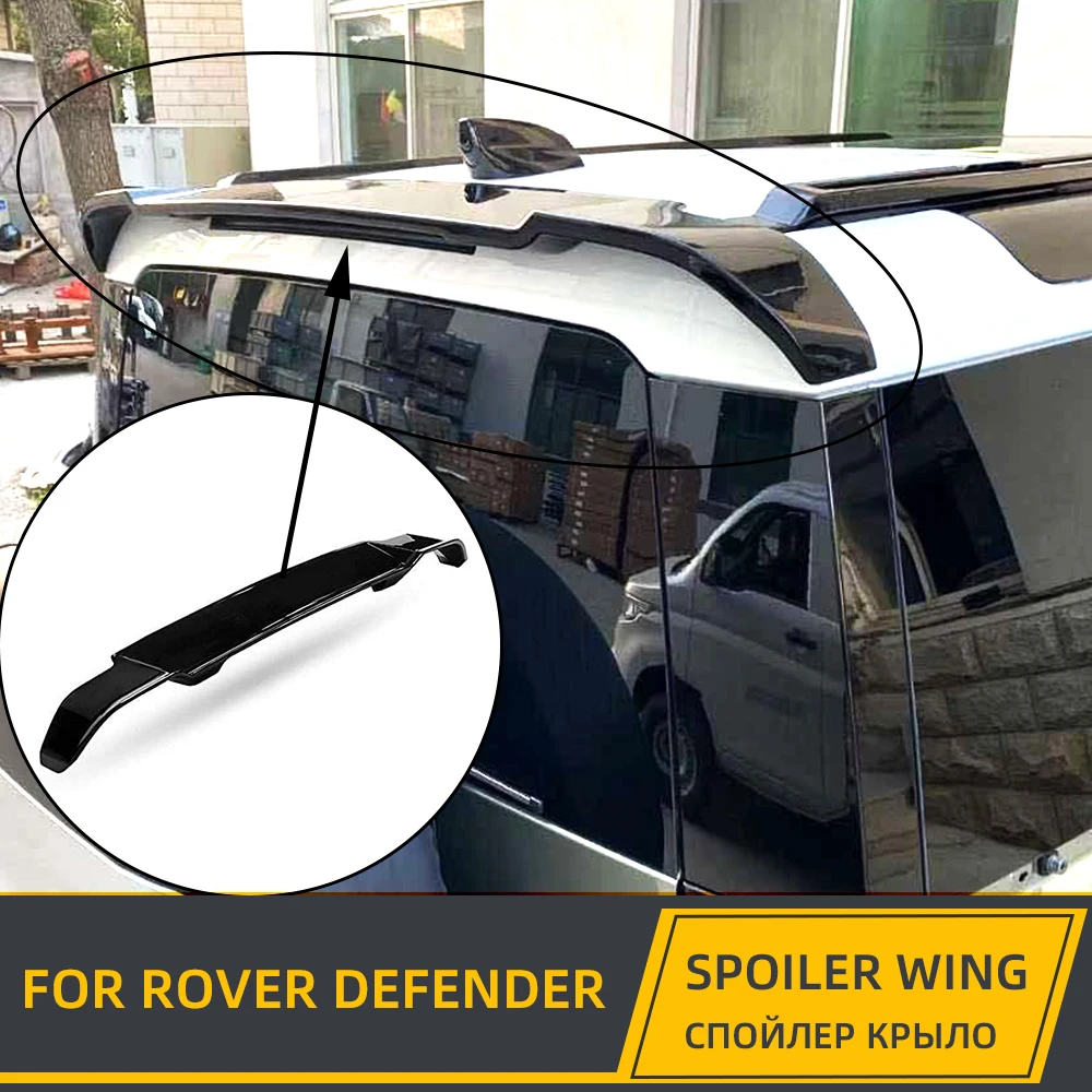 

Quality Rear Roof Tail Trunk Spoiler Wing For Land Rover Defender 2019 2020 2021 4Doors 110 Glossy Black Carbon Fiber Car Wings