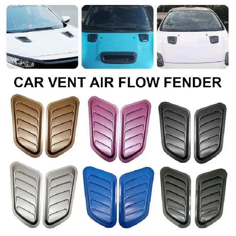

2pcs Universal Car Side Vent Air Flow Fender Carbon ABS Fiber Air Intake Sticker Car Styling Side Vents Decoration Accessories