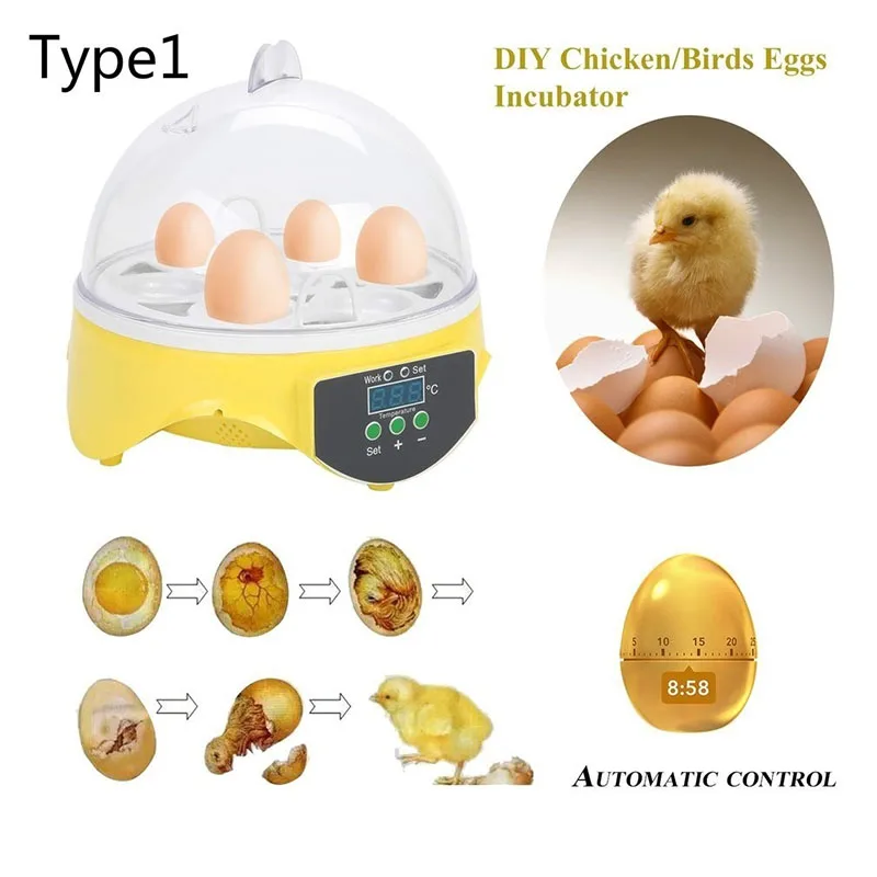 Цифровой мини-инкубатор для 7 яиц с умным контролем температуры | Дом и сад