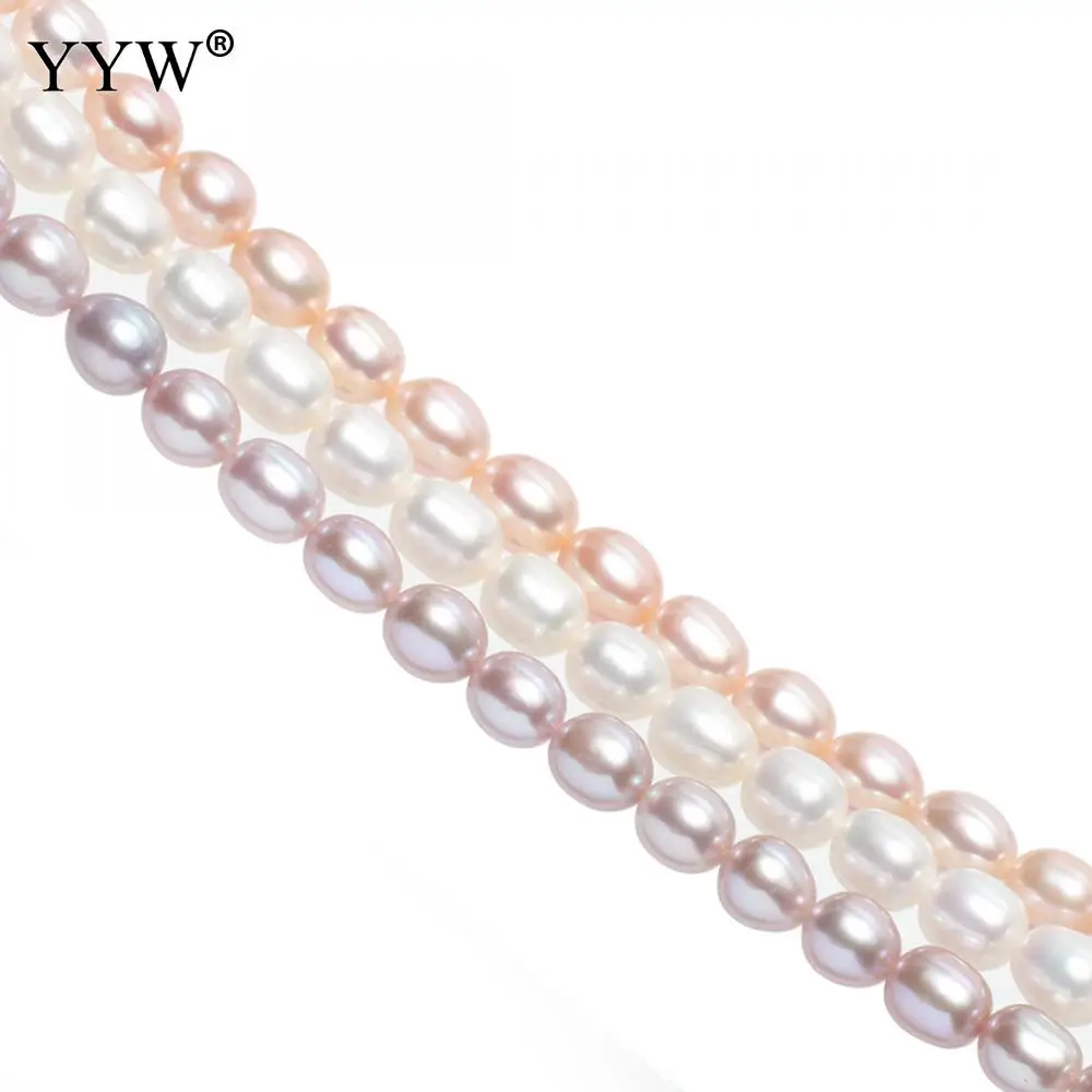

7-8mm AA Natural Oval Shape Beads White Freshwater Pearl Beads For Women Diy Making Jewelry Bracelet Accessories