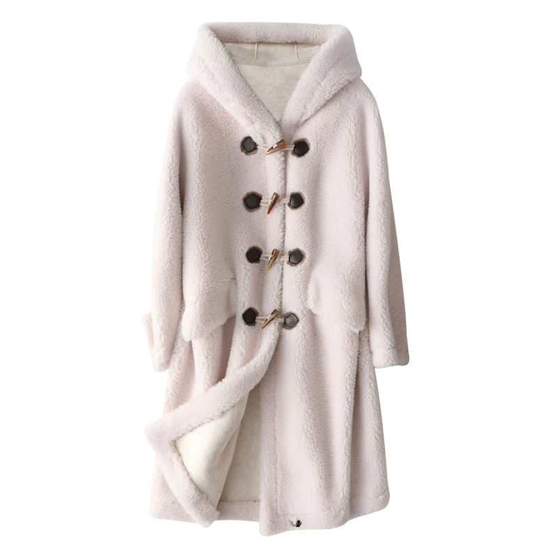 Женское меховое пальто с капюшоном Длинная зимняя куртка женские корейские