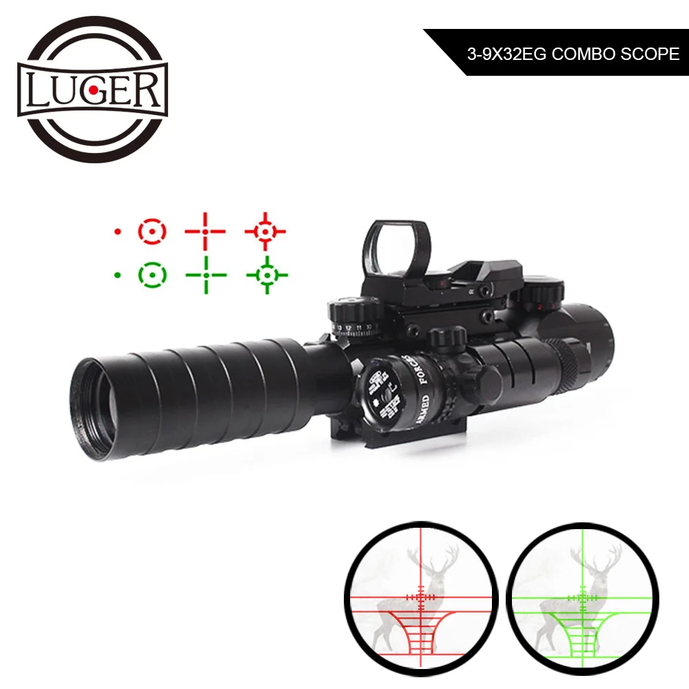 Тактический оптический прицел LUGER 3 9X32EG с красной и зеленой подсветкой