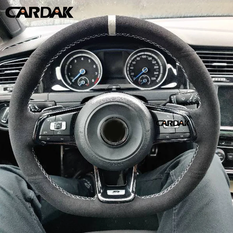 CARDAK под заказ, черная, серая замшевая искусственная кожа для Volkswagen Golf 7 GTI Golf R MK7 VW Polo GTI Scirocco 2015 2016