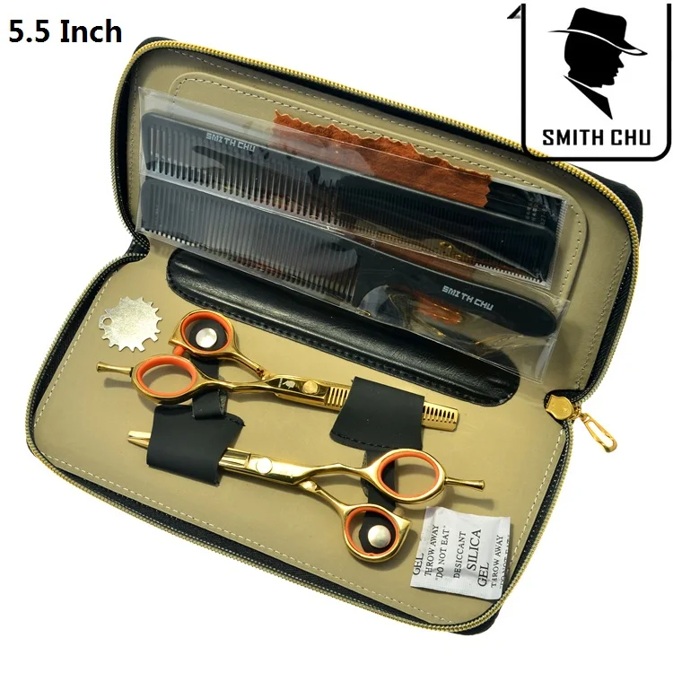 LZS0064 55 with Bag 6," Smith Chu Япония 440c стальные ножницы для волос Профессиональные Парикмахерские ножницы для резки Парикмахерская Филировочная машинка для стрижки LZS0009 - Цвет: LZS0064 55 with Bag