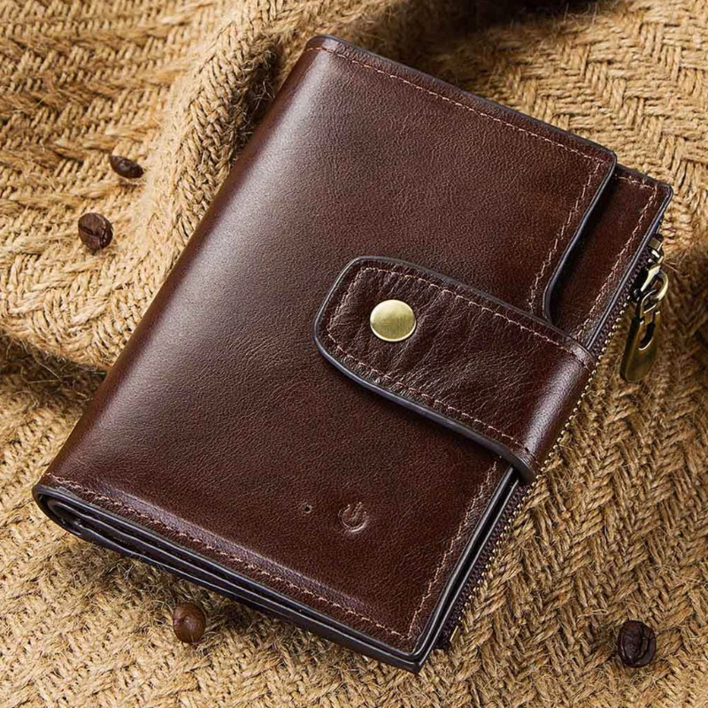 

Credit Card Leather Bifold Smart Wallet with Alarm GPS Map Bluetooth Alarm Snap Coin Purse Cash Pocket Organizer