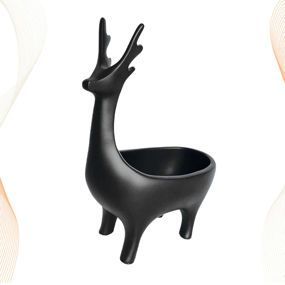 

1PC Creative Resin Crafts Delicate Deer Design Key Storage Case Adornment European Style Decoration for Home (Size M, Black)